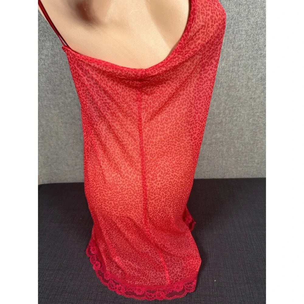 Vintage Victorias Secret Medium Nightgown Animal‎ Print Coquette Semi Sheer Y2K